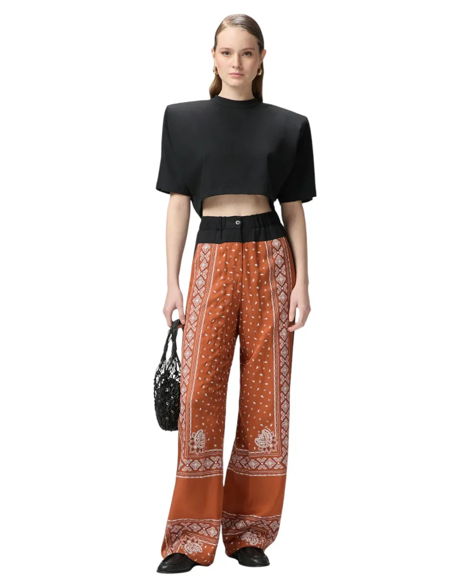 Pantaloni Wide-Leg Stampa Bandana in Viscosa Leggera-Pinko-Pantaloni-Vittorio Citro Boutique