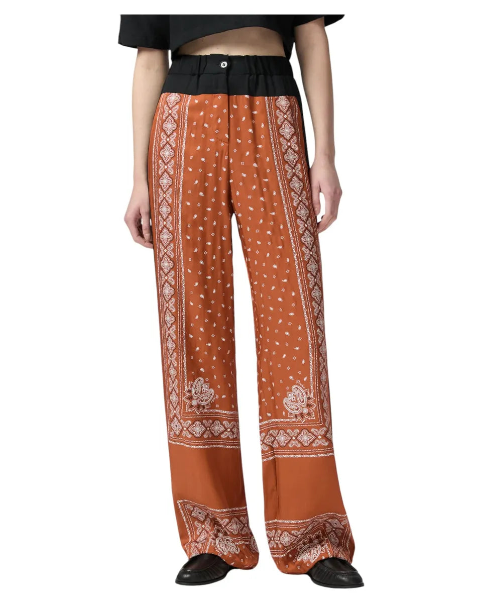 Pantaloni Wide-Leg Stampa Bandana in Viscosa Leggera-Pinko-Pantaloni-Vittorio Citro Boutique