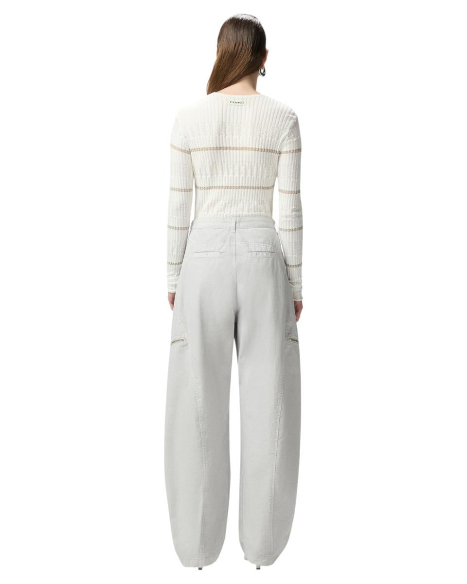 Maglia a Costine con Righe Metallizzate in Cotone e Seta-Pinko-Maglieria-Vittorio Citro Boutique