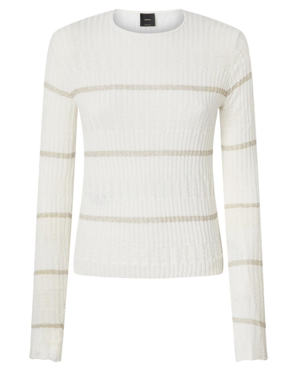 Maglia a Costine con Righe Metallizzate in Cotone e Seta-Pinko-Maglieria-Vittorio Citro Boutique
