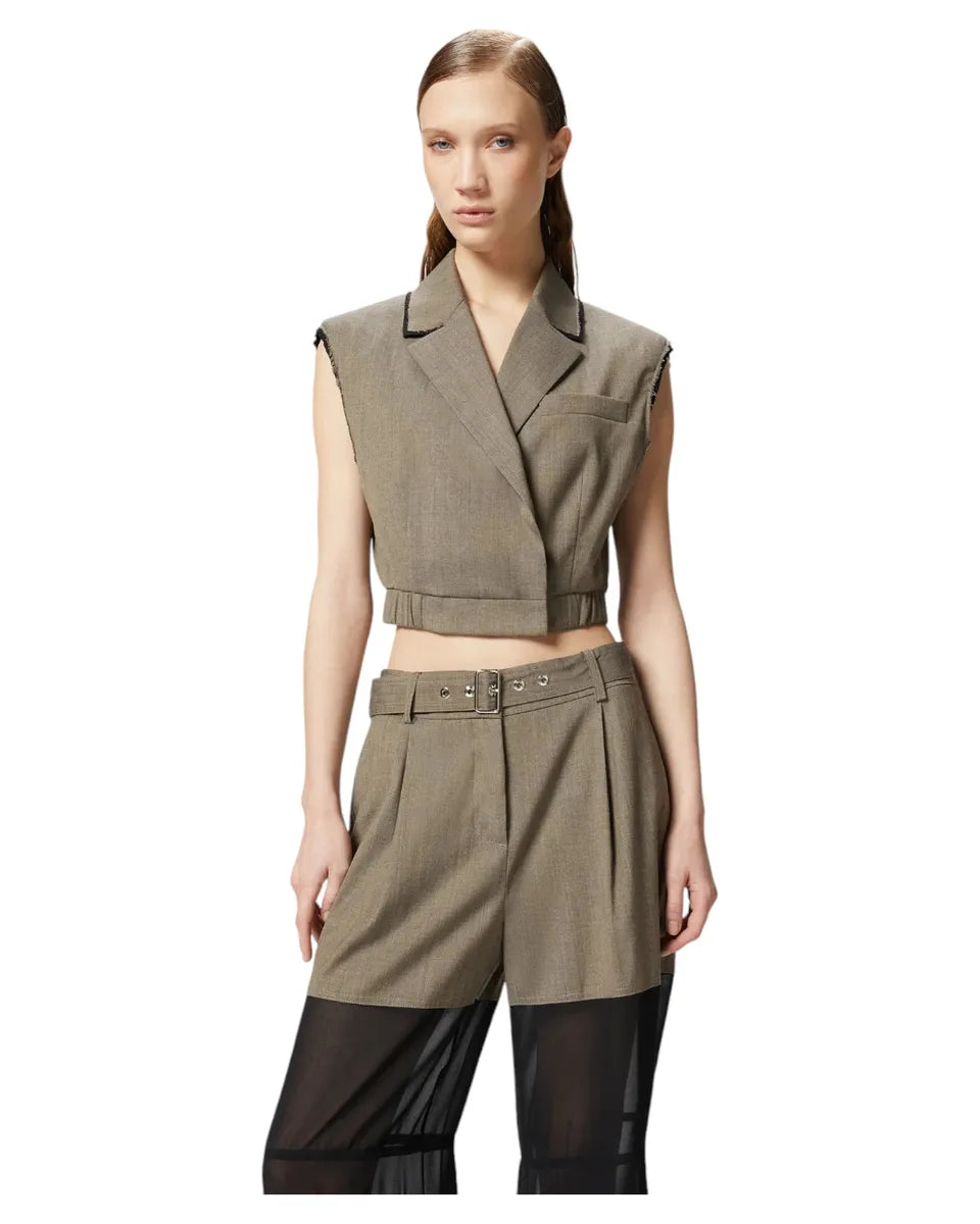 Gilet Corto con Rever ed Elastico-Pinko-Gilet-Vittorio Citro Boutique