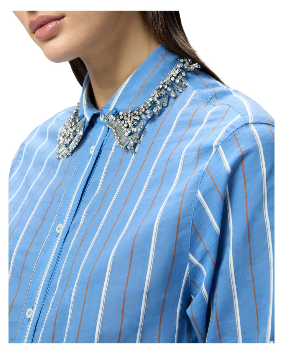 Camicia a Righe con Colletto Gioiello-Pinko-Camicie-Vittorio Citro Boutique