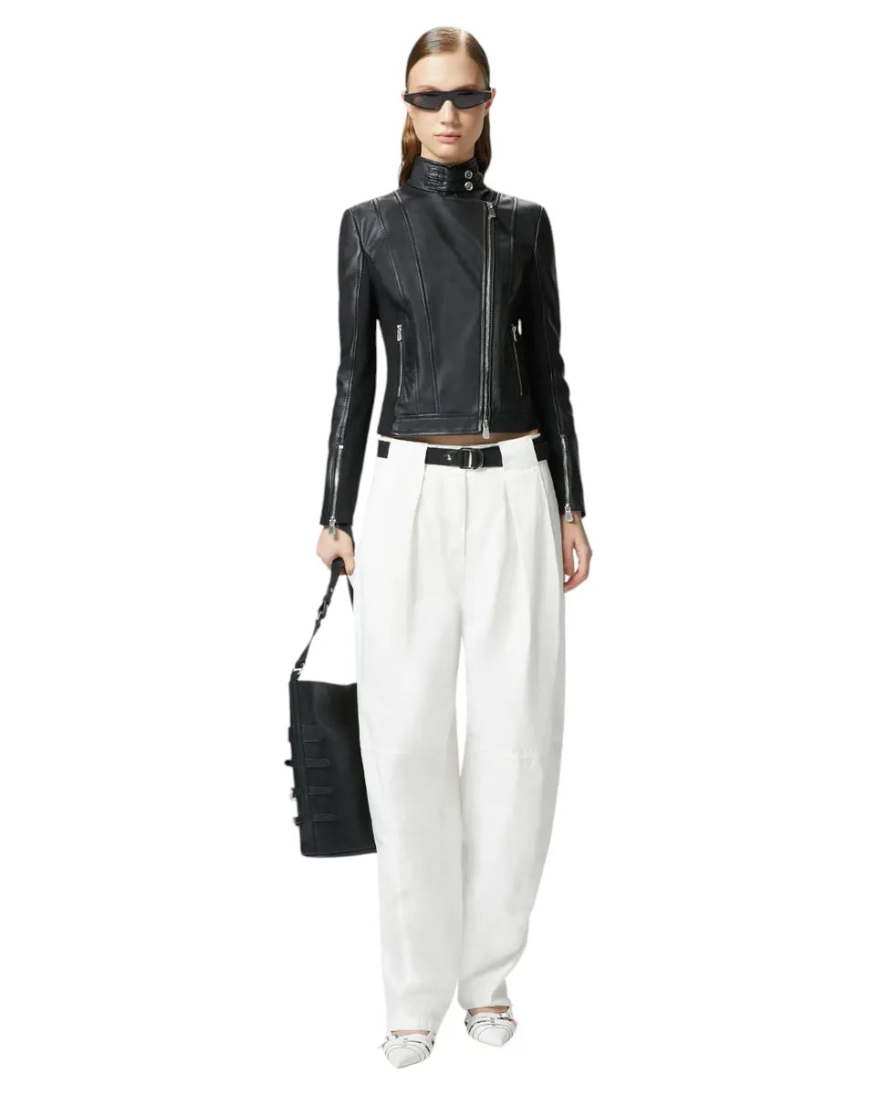 Giubbino Biker in Pelle e Tessuto Tecnico-Pinko-Giacche-Vittorio Citro Boutique