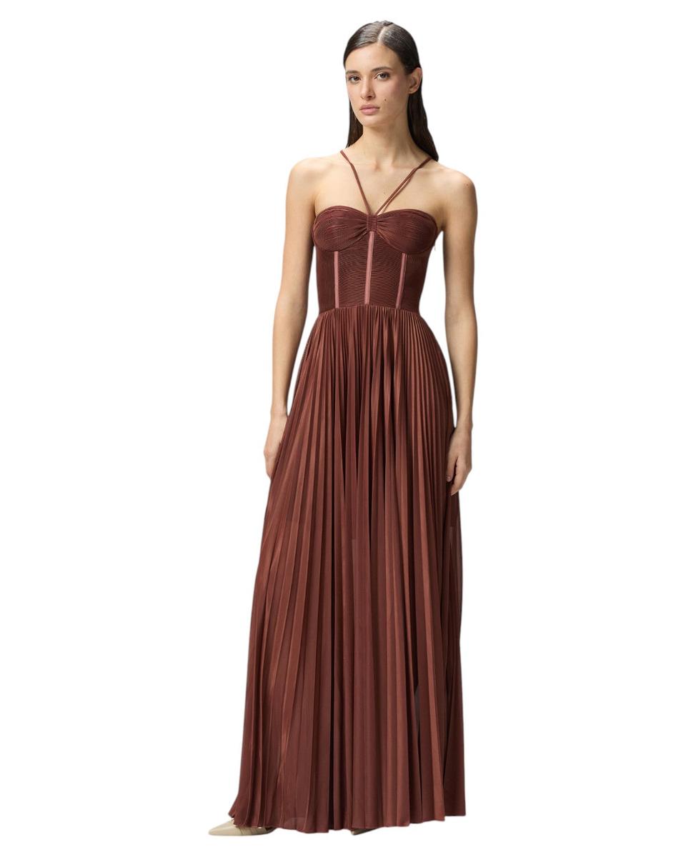 Abito Lungo Elegante Bustier in Jersey Plissé Cicogna-Pinko-Abiti-Vittorio Citro Boutique