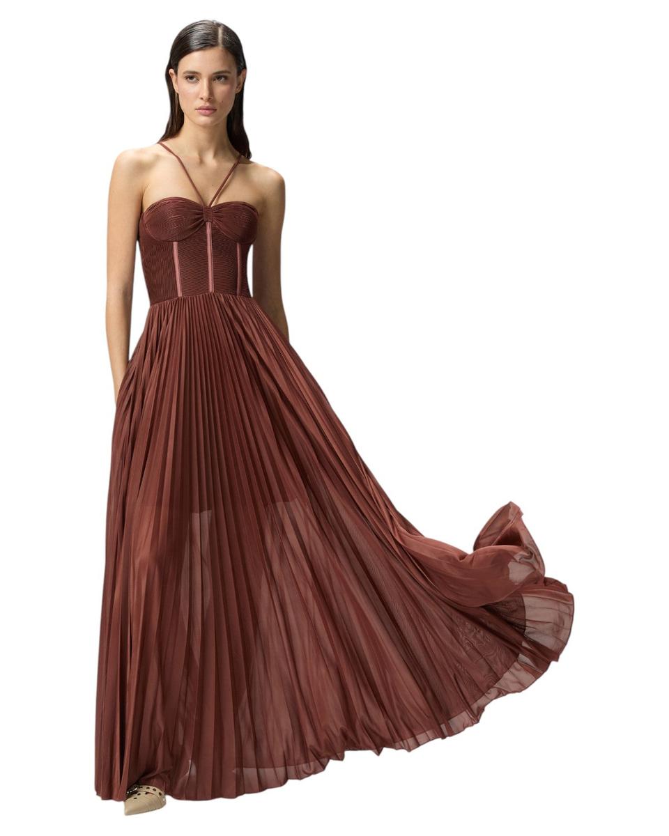 Abito Lungo Elegante Bustier in Jersey Plissé Cicogna-Pinko-Abiti-Vittorio Citro Boutique