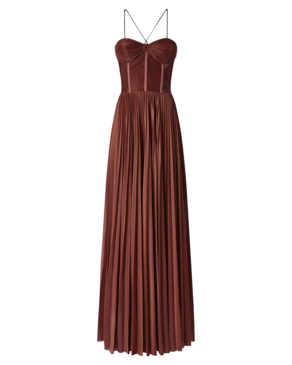 Abito Lungo Elegante Bustier in Jersey Plissé Cicogna-Pinko-Abiti-Vittorio Citro Boutique