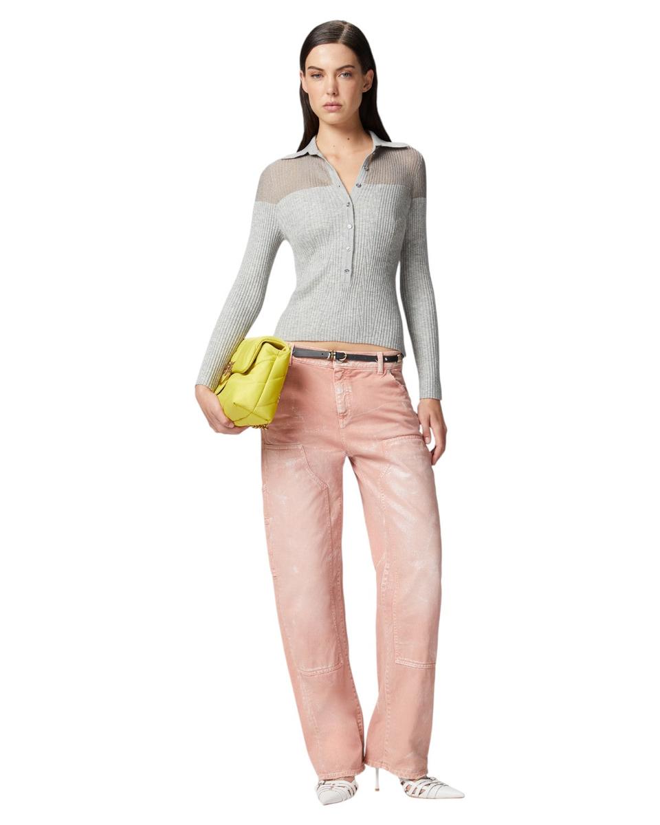 Maglia Polo a Costine con Inserto Semitrasparente-Pinko-Polo-Vittorio Citro Boutique