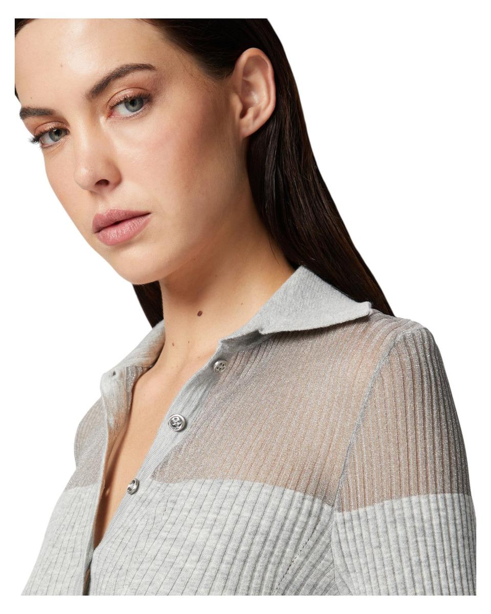 Maglia Polo a Costine con Inserto Semitrasparente-Pinko-Polo-Vittorio Citro Boutique