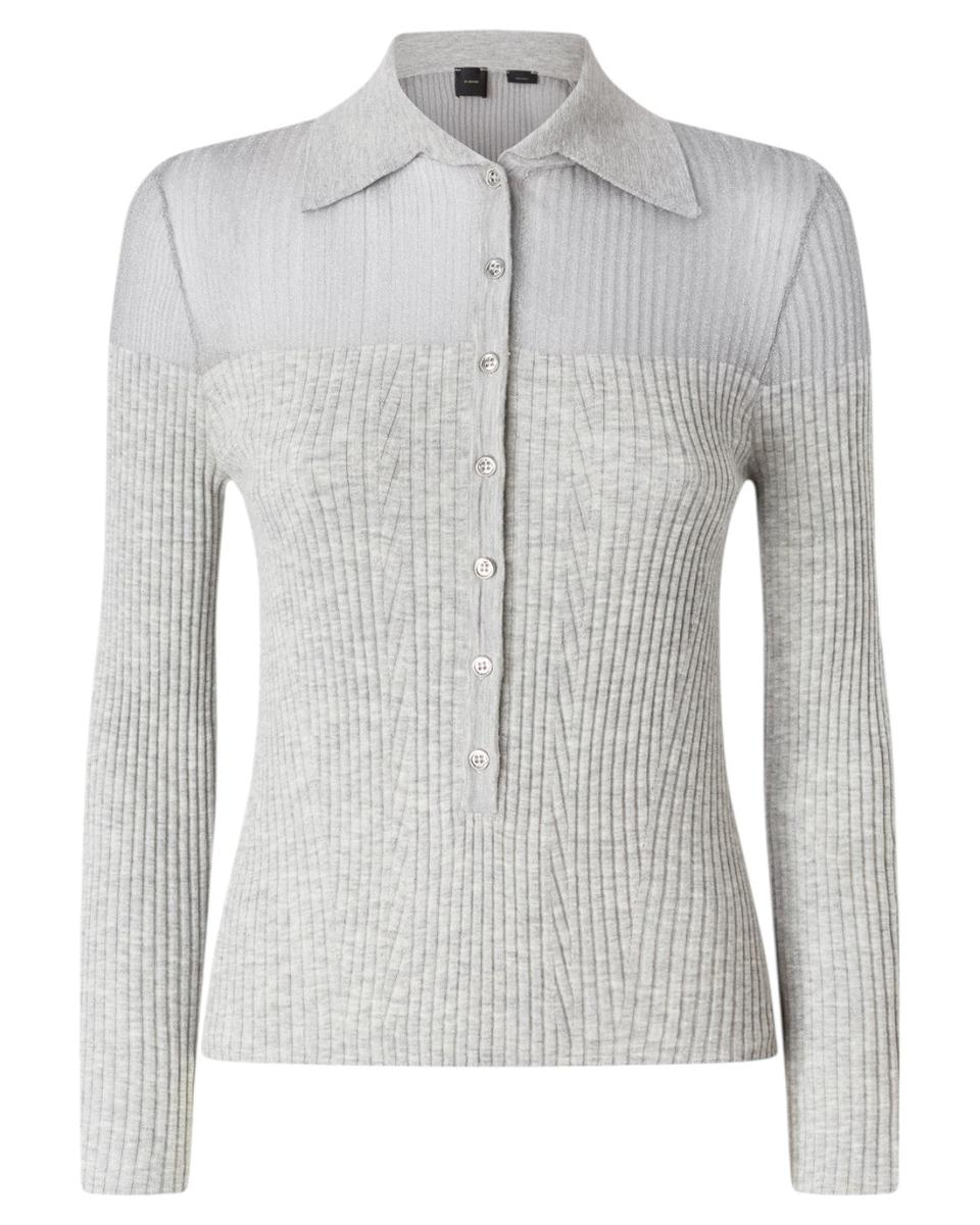 Maglia Polo a Costine con Inserto Semitrasparente-Pinko-Polo-Vittorio Citro Boutique