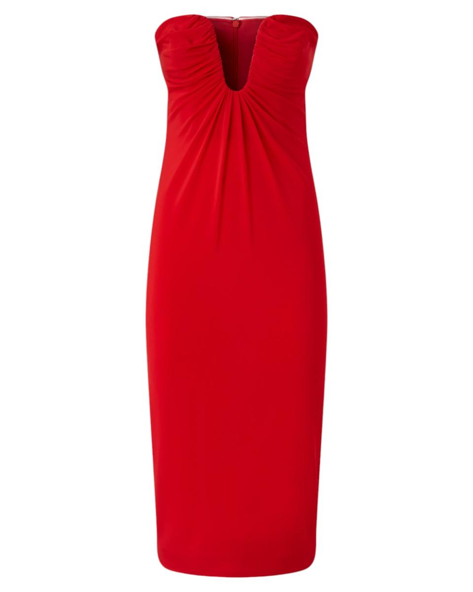 Abito Midi da Sera Cenerino con Scollo Sagomato Drappeggiato-Pinko-Abiti-Vittorio Citro Boutique