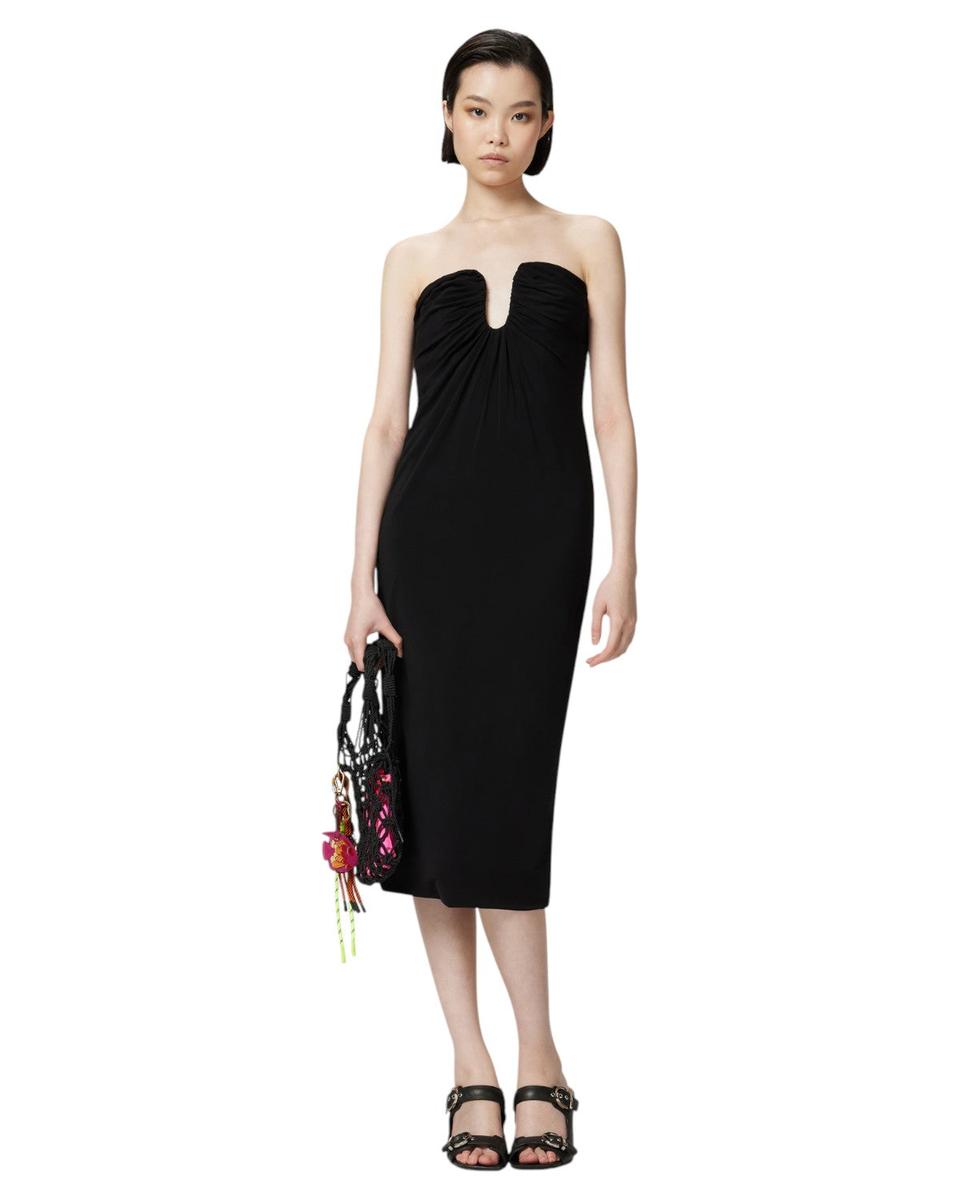 Abito Midi da Sera Cenerino con Scollo Sagomato Drappeggiato-Pinko-Abiti-Vittorio Citro Boutique