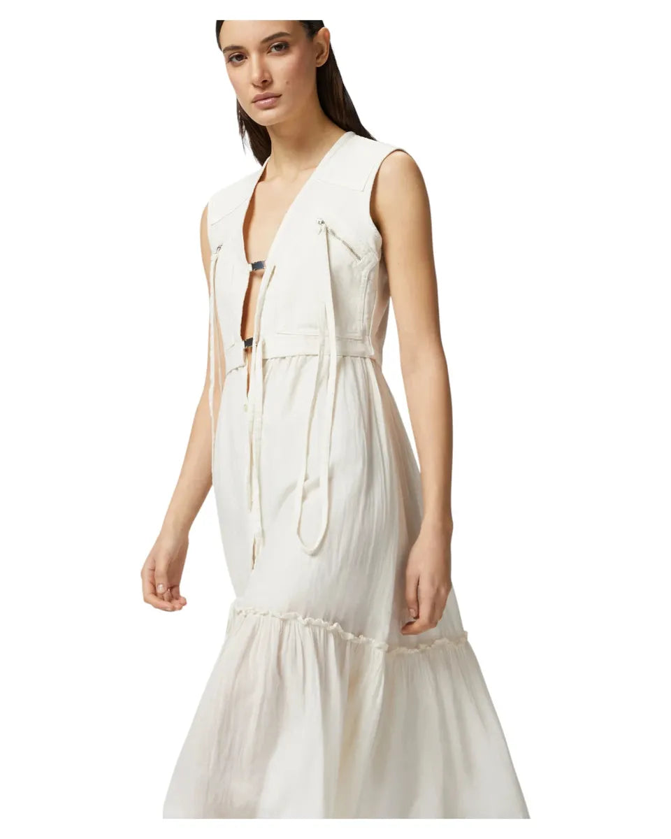 Abito Lungo in Cotone con Gilet Smanicato Utility-Pinko-Abiti-Vittorio Citro Boutique