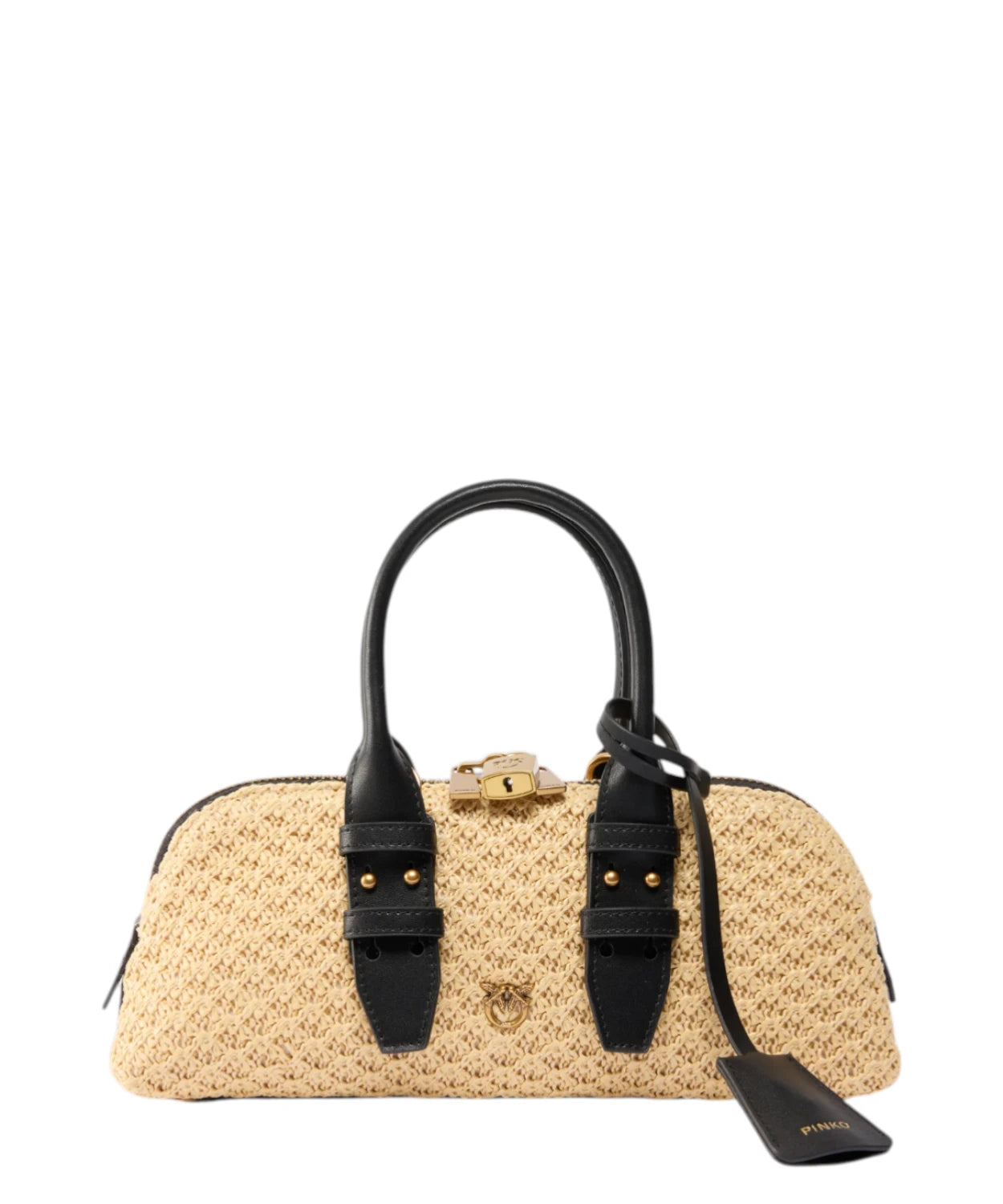 Borsa Pinko Escape Bag Mini in Rafia con Tracolla