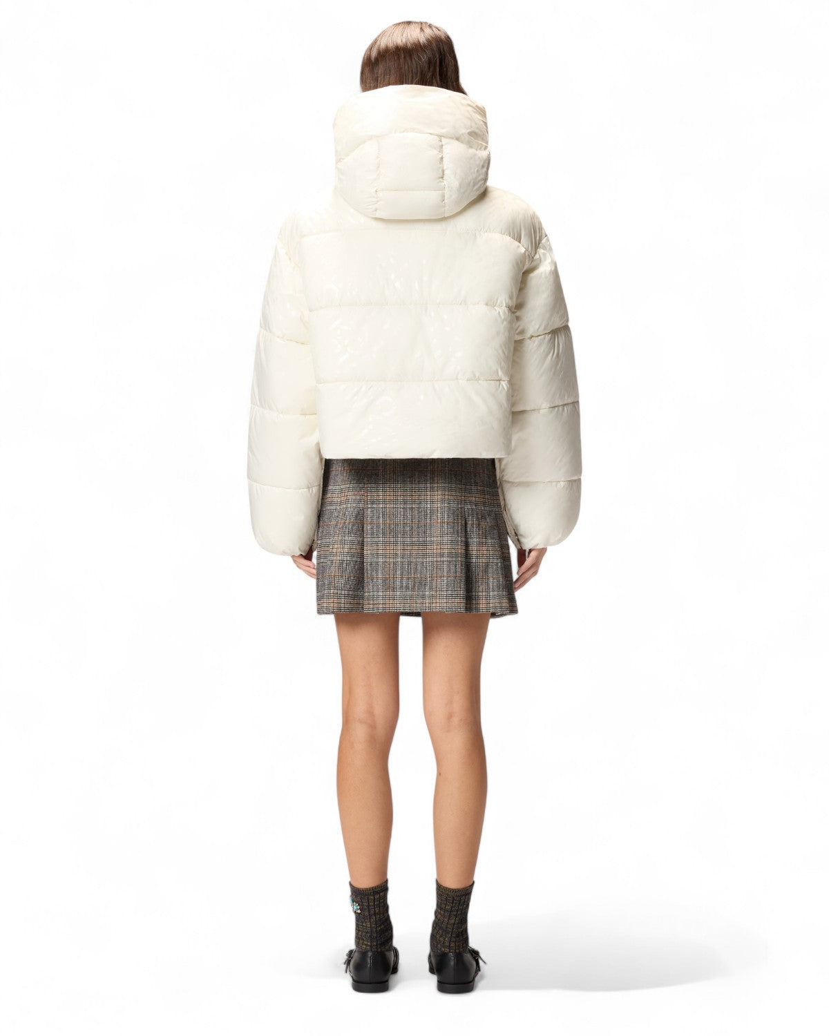 Piumino corto con stampa logo all over-Pinko-Piumini-Vittorio Citro Boutique