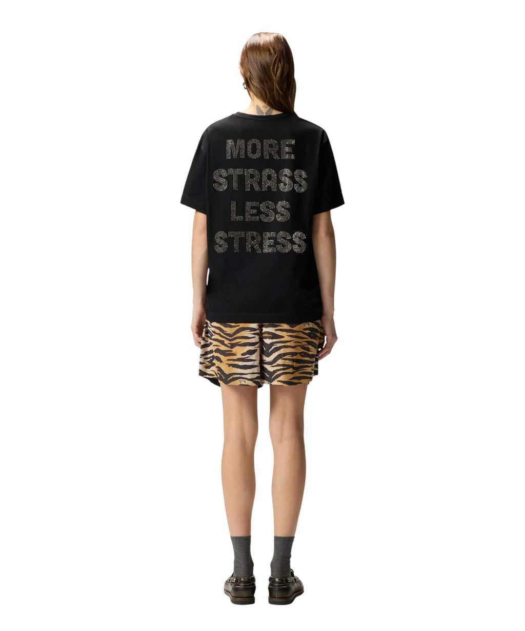 T-shirt avec strass « More Strass Less Stress » de Pinko
