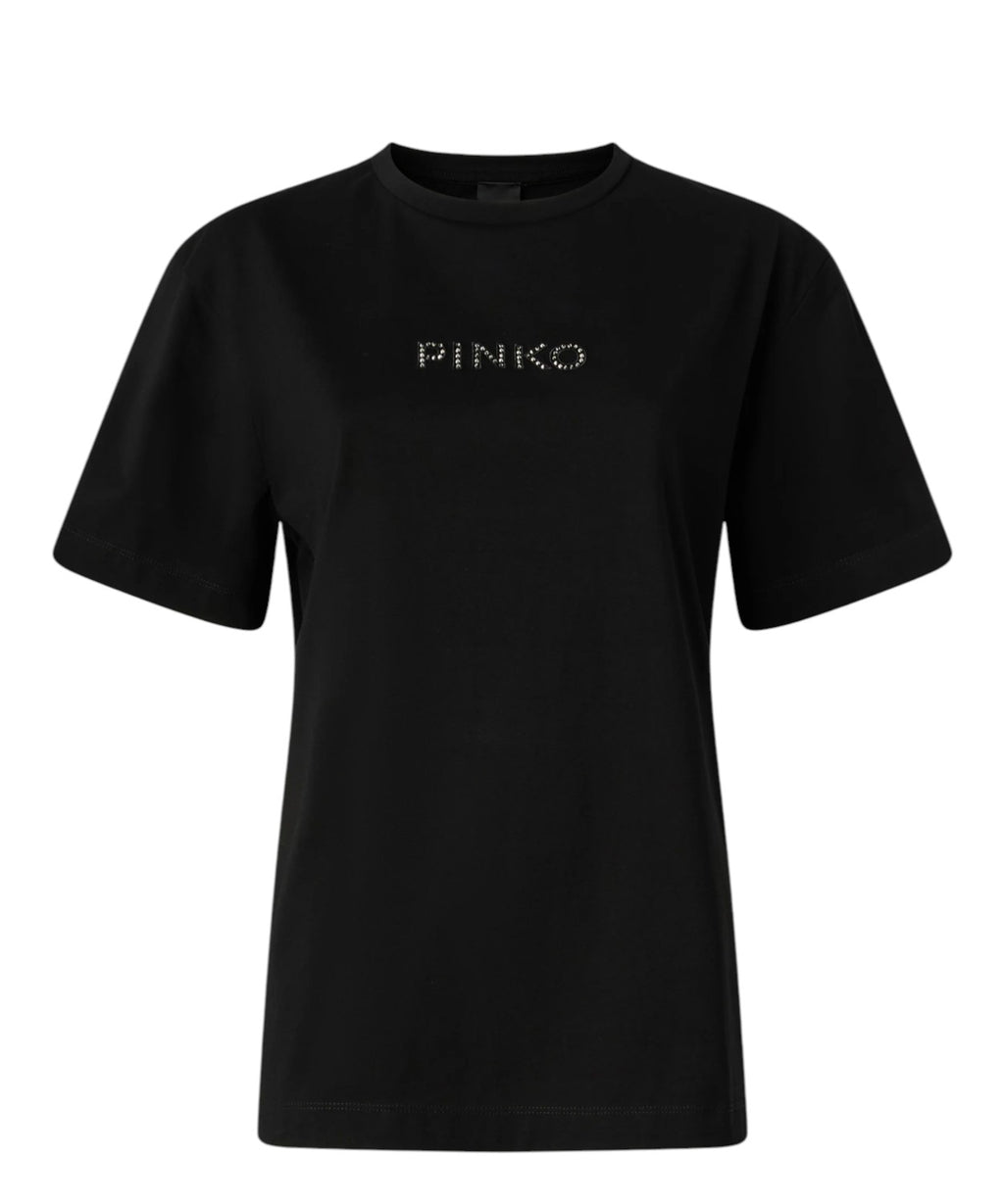 T-shirt avec strass « More Strass Less Stress » de Pinko