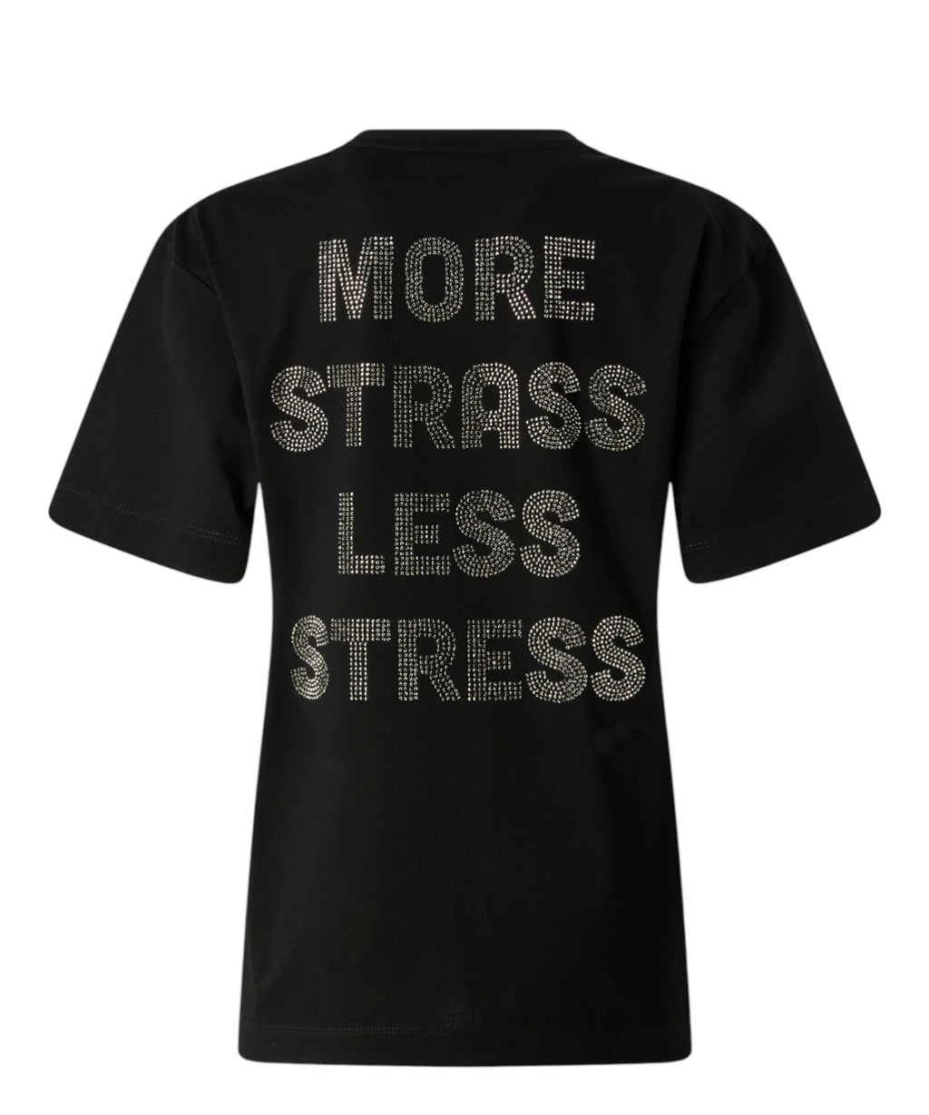 T-shirt avec strass « More Strass Less Stress » de Pinko