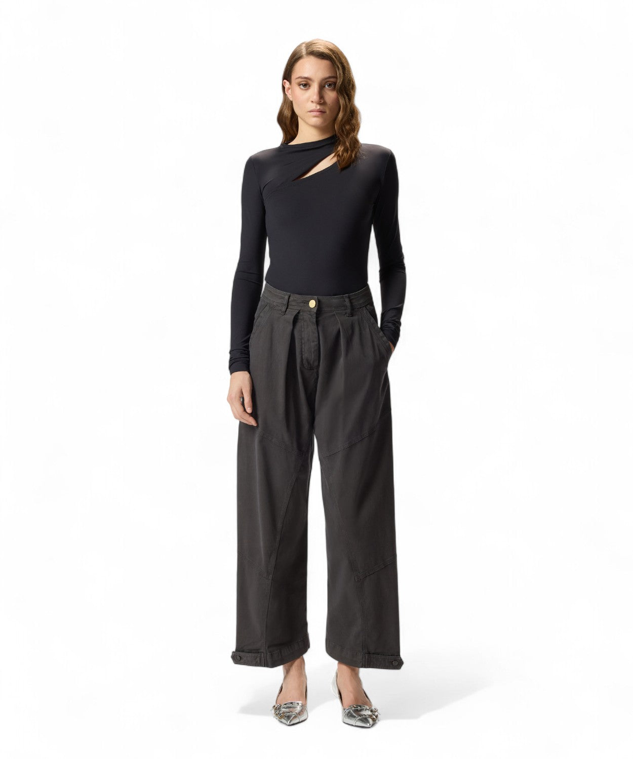 Pantaloni balloon in cotone smerigliato-Pinko-Pantaloni-Vittorio Citro Boutique