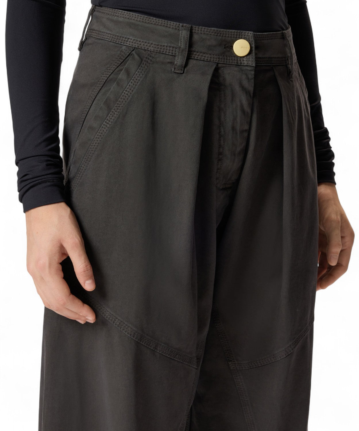 Pantaloni balloon in cotone smerigliato-Pinko-Pantaloni-Vittorio Citro Boutique