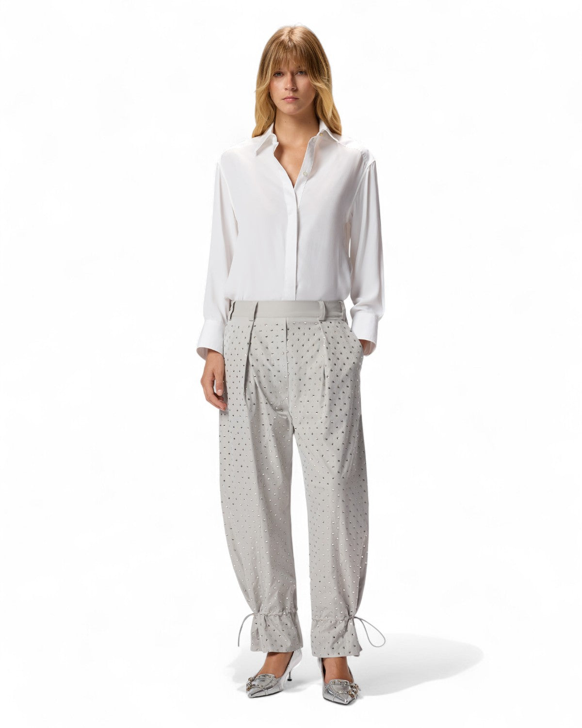 Pantaloni balloon con strass e borchie-Pinko-Pantaloni-Vittorio Citro Boutique