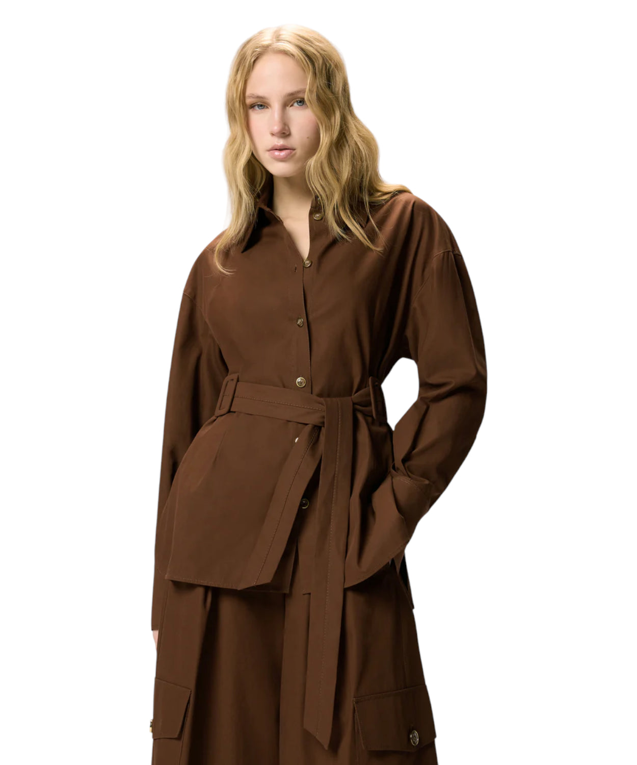 Giacca Lunga PINKO in Twill con Cintura