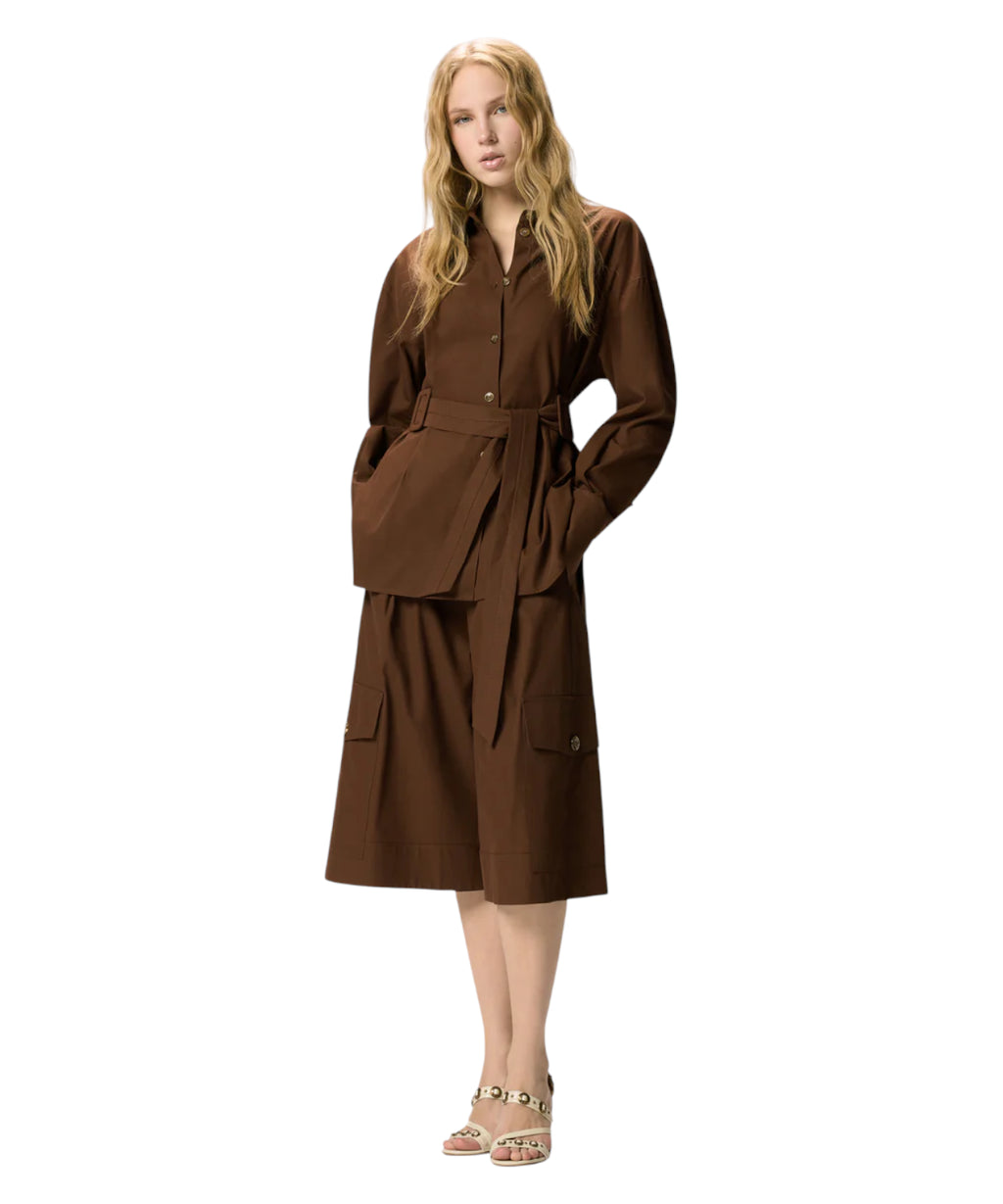 Veste longue PINKO en twill avec ceinture