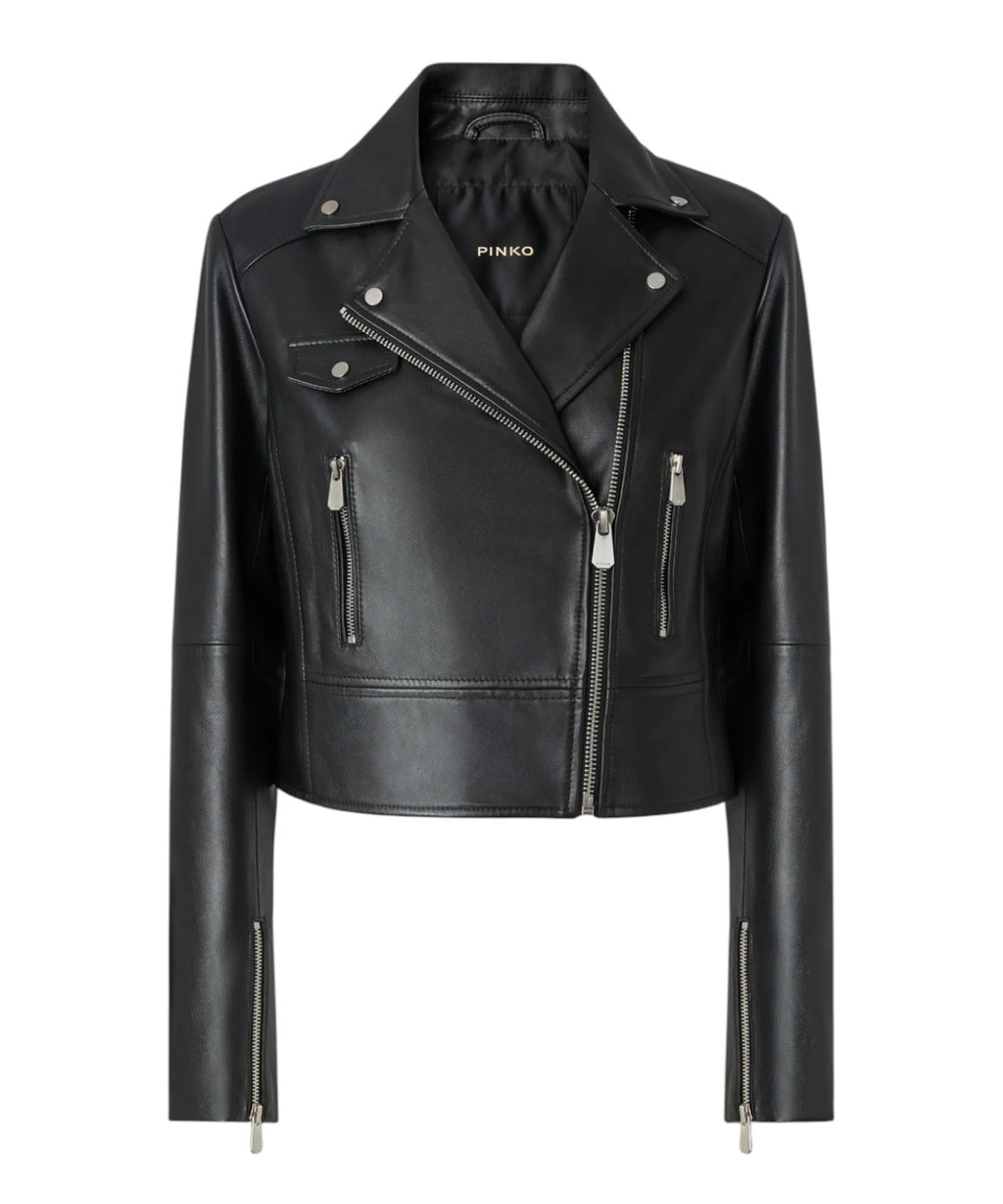 Veste motard femme PINKO en nappa