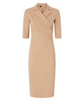 Robe asymétrique ALLYSON ajustée en mélange lin avec nœud et revers