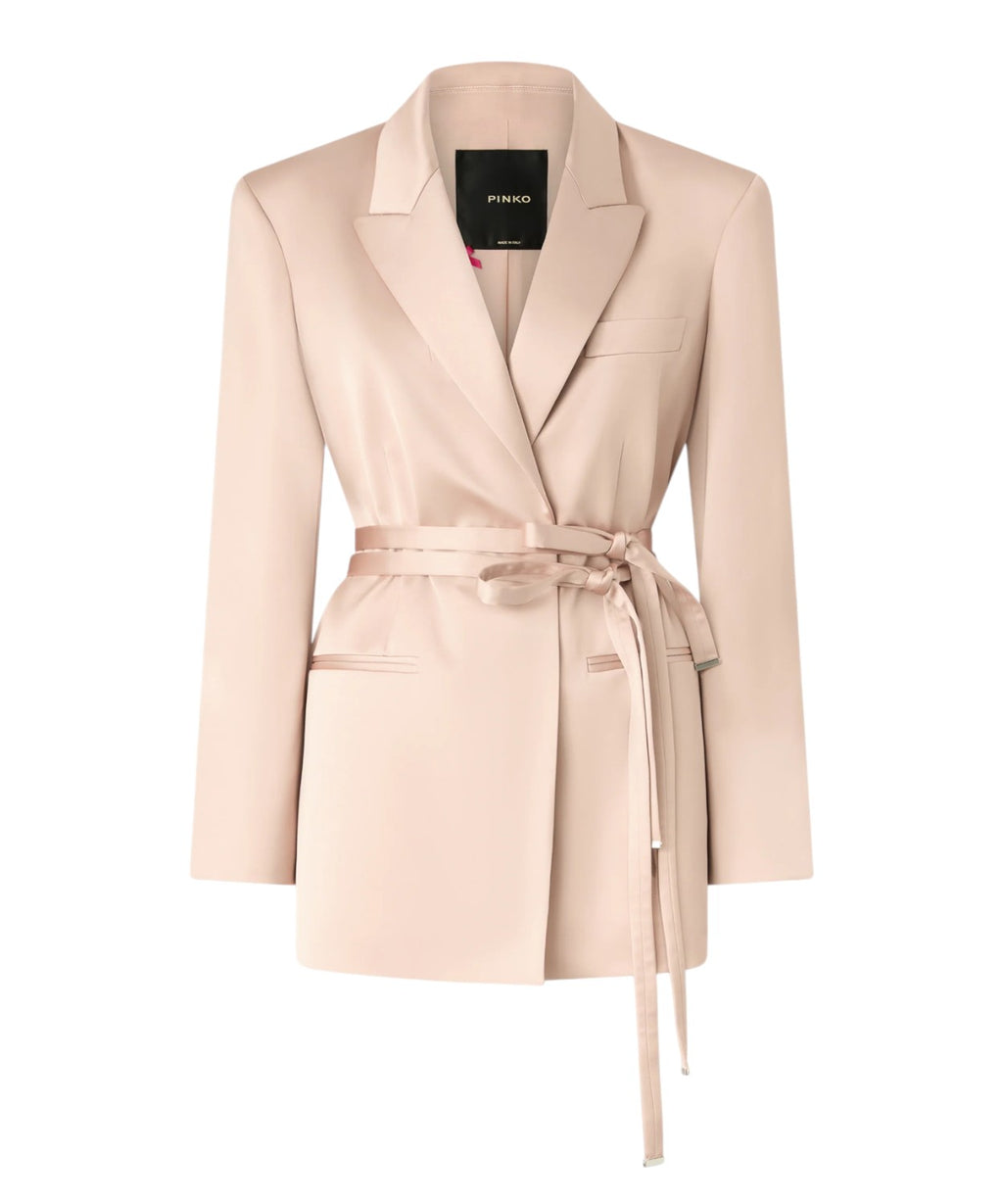 Veste en satin double face avec ceinture