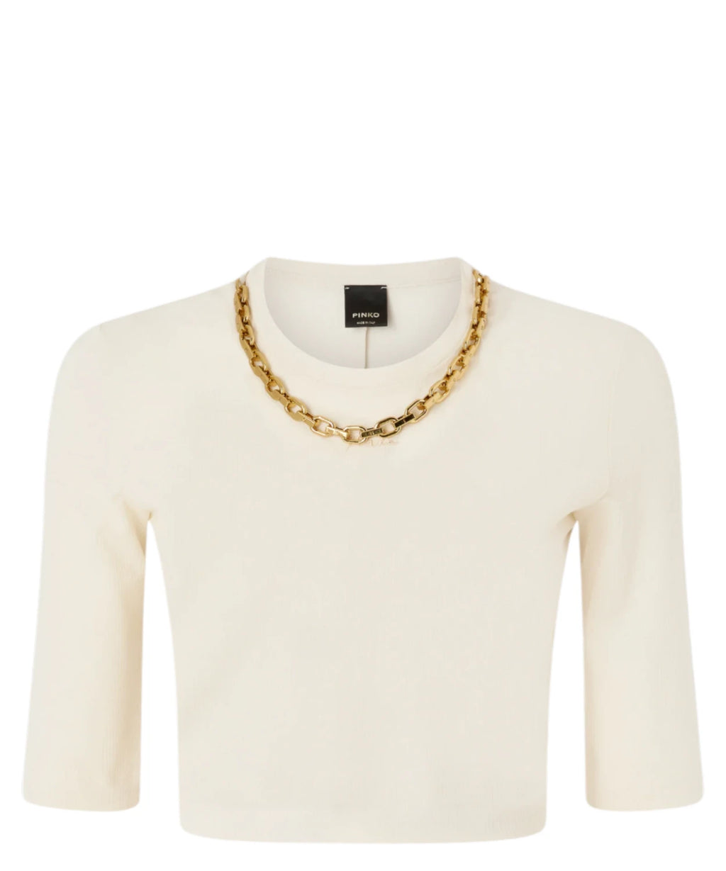 Maglia Cropped Pinko KYMBERLY avec Chaîne Dorée
