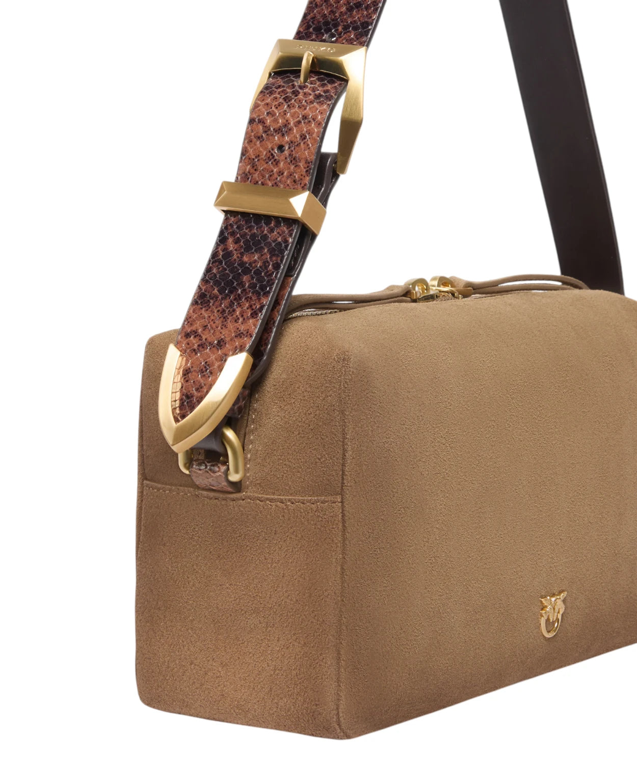Sac Bauletto Pinko en daim avec bandoulière effet python