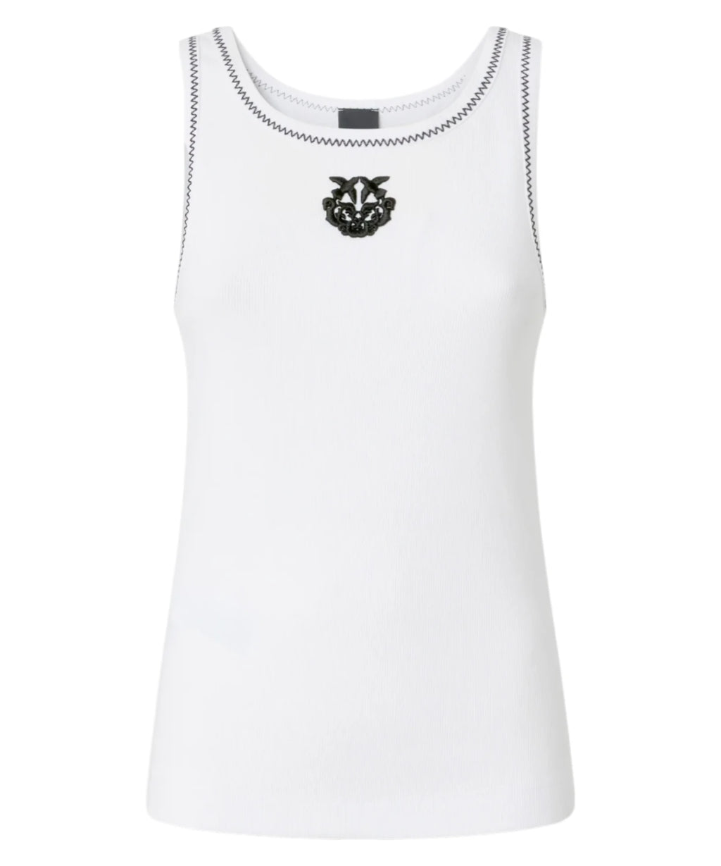 Pinko Canotta BITETTO en coton stretch avec broderie Love Birds