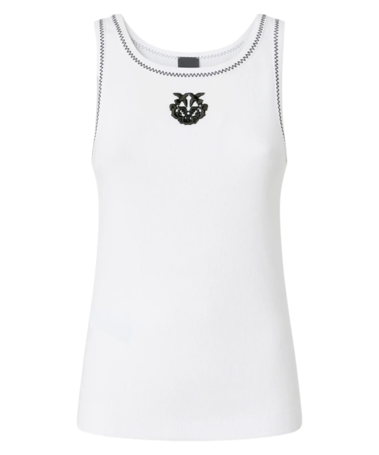 Pinko Canotta BITETTO in Cotone Stretch con Ricamo Love Birds