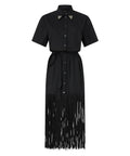 Robe AVIGLIANO Chemisier Longue Pinko avec Franges et Détails Métalliques