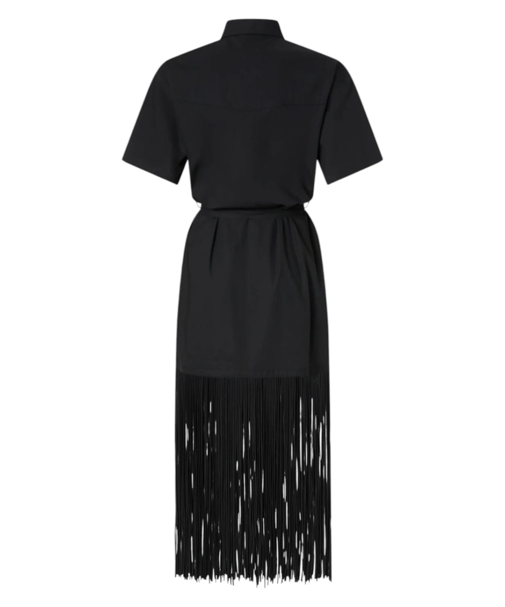 Robe AVIGLIANO Chemisier Longue Pinko avec Franges et Détails Métalliques