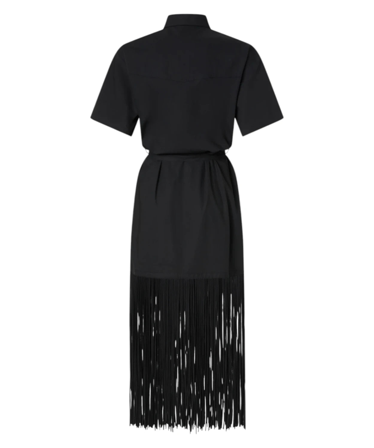 Robe AVIGLIANO Chemisier Longue Pinko avec Franges et Détails Métalliques