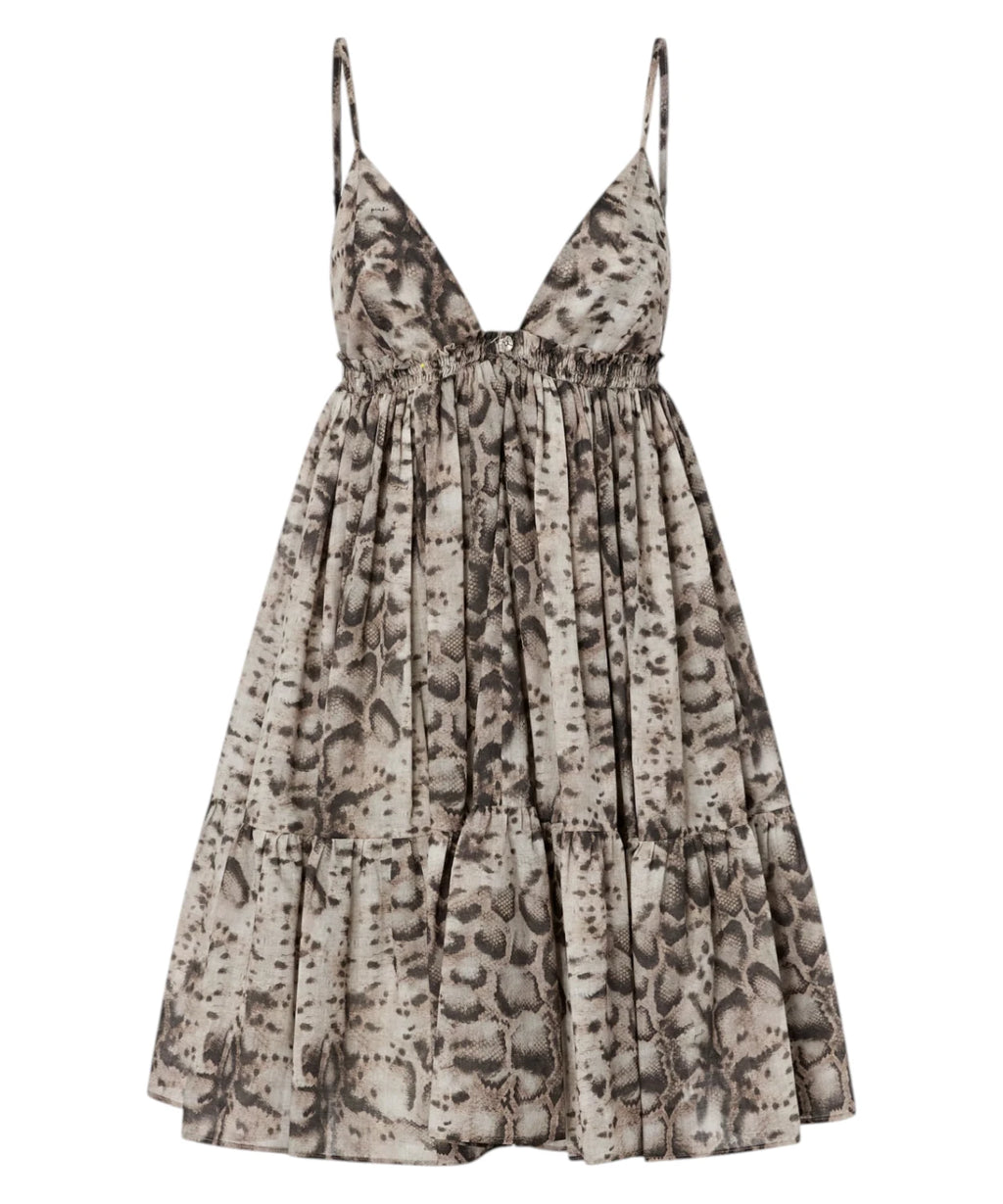 Robe courte Pinko avec imprimé serpent en mousseline de coton