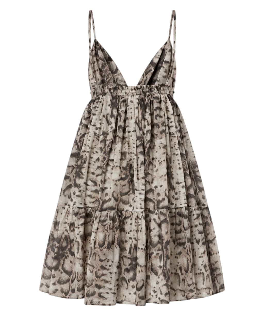 Robe courte Pinko avec imprimé serpent en mousseline de coton