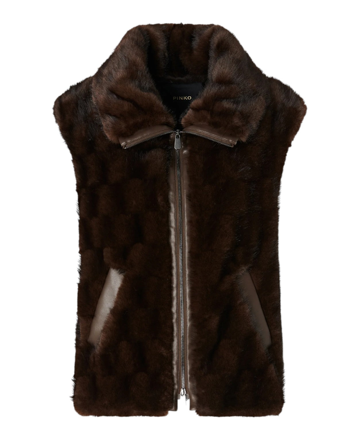 Gilet Effetto Pelliccia Pinko con Zip e Fodera