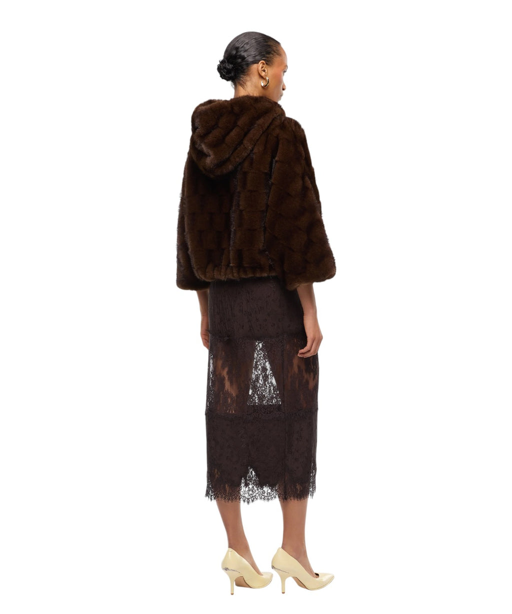 Giacca Blouson Pelliccia con Cappuccio Pinko