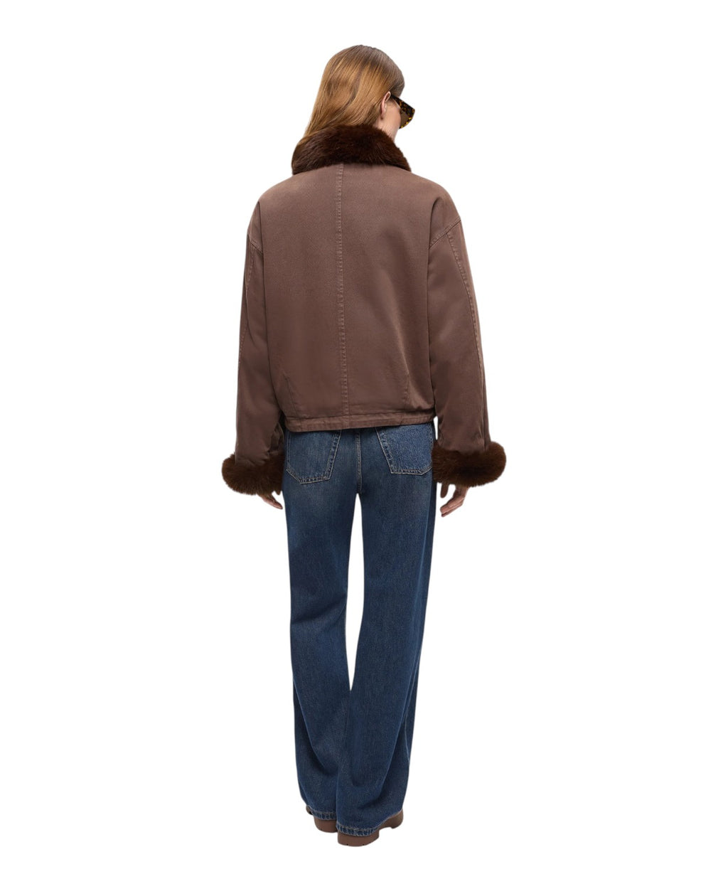 Caban Pinko in Cotone Effetto Pelliccia per Donna