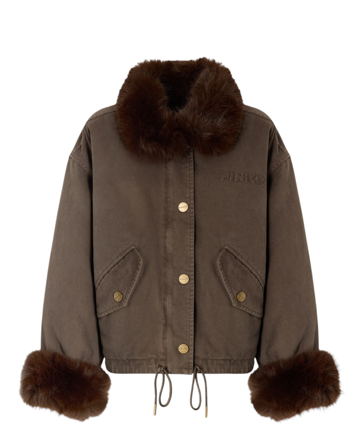 Caban Pinko in Cotone Effetto Pelliccia per Donna