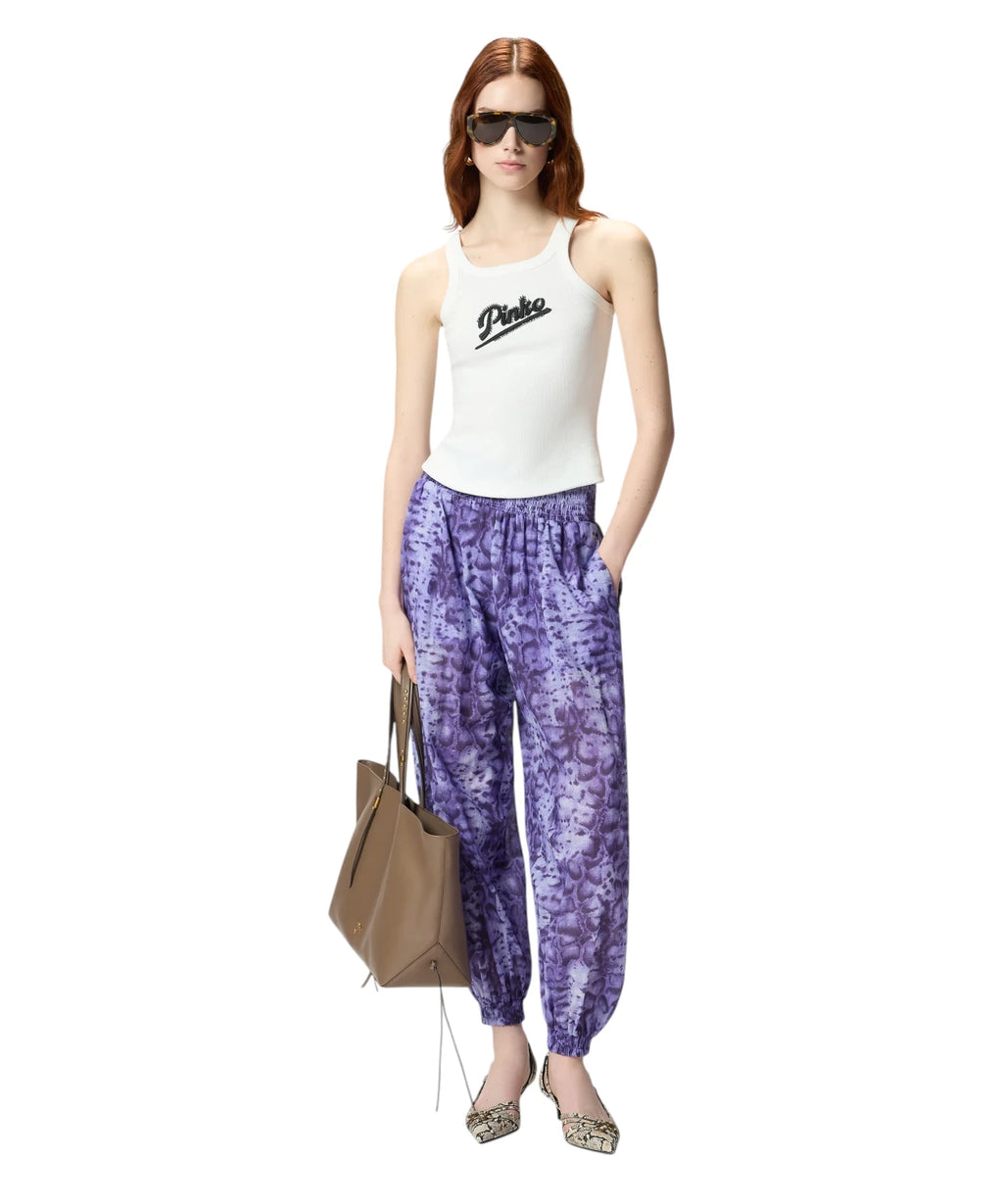 Débardeur Pinko CAIPIROSKA avec logo strass en coton stretch