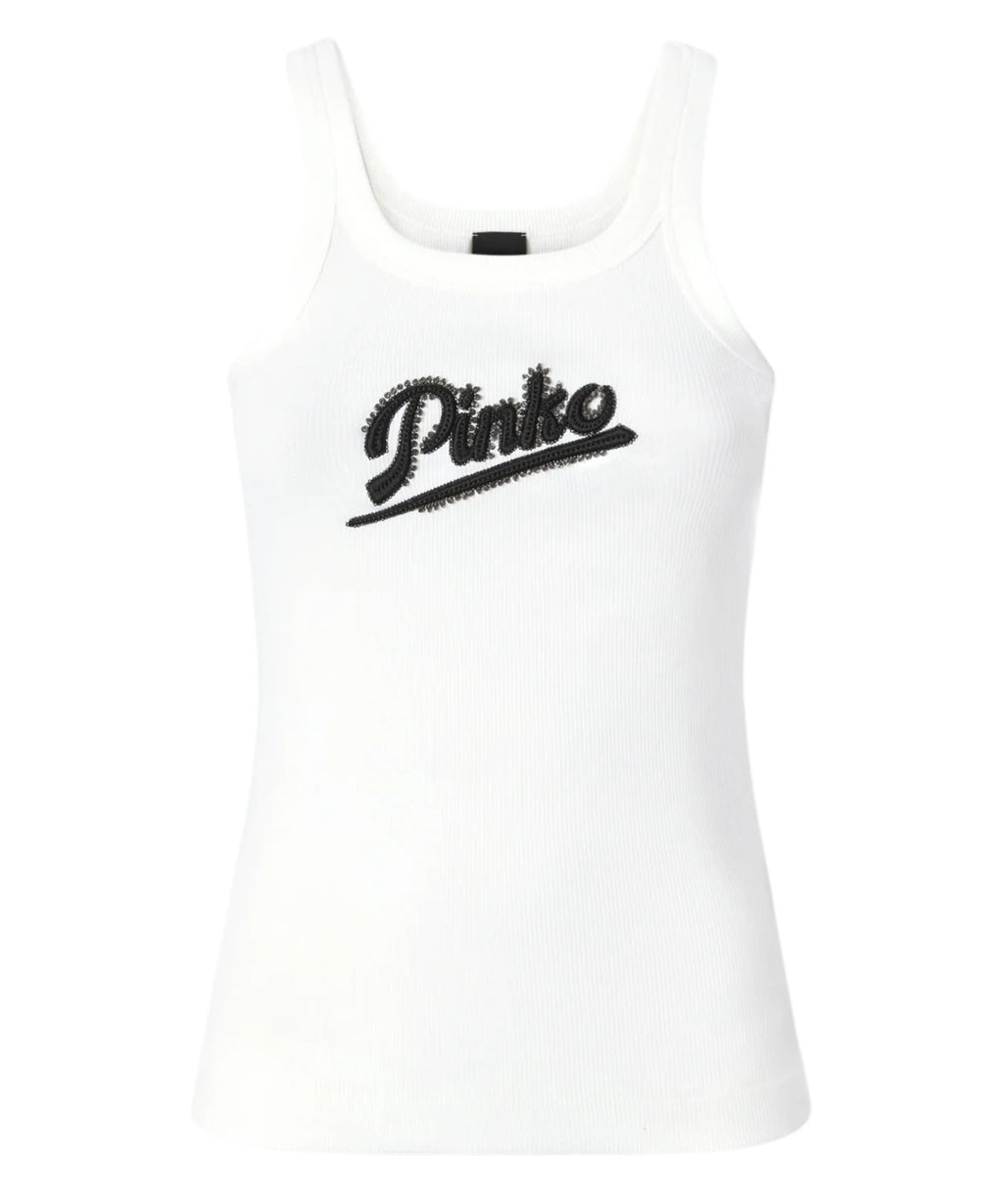 Débardeur Pinko CAIPIROSKA avec logo strass en coton stretch