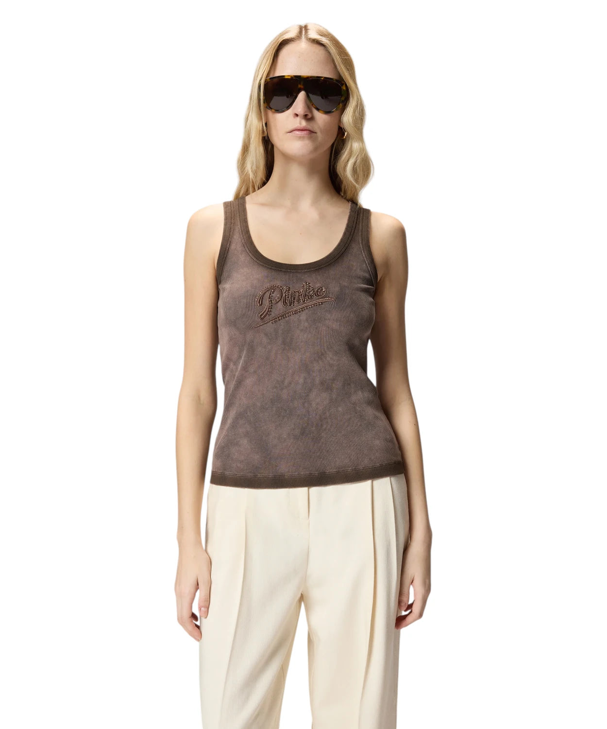 Canotta Pinko COSMOPOLITAN con strass ed effetto spray