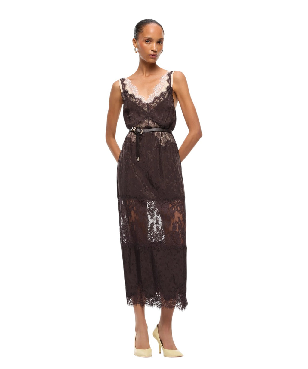 Robe Pinko Aster en crêpe jacquard avec dentelle