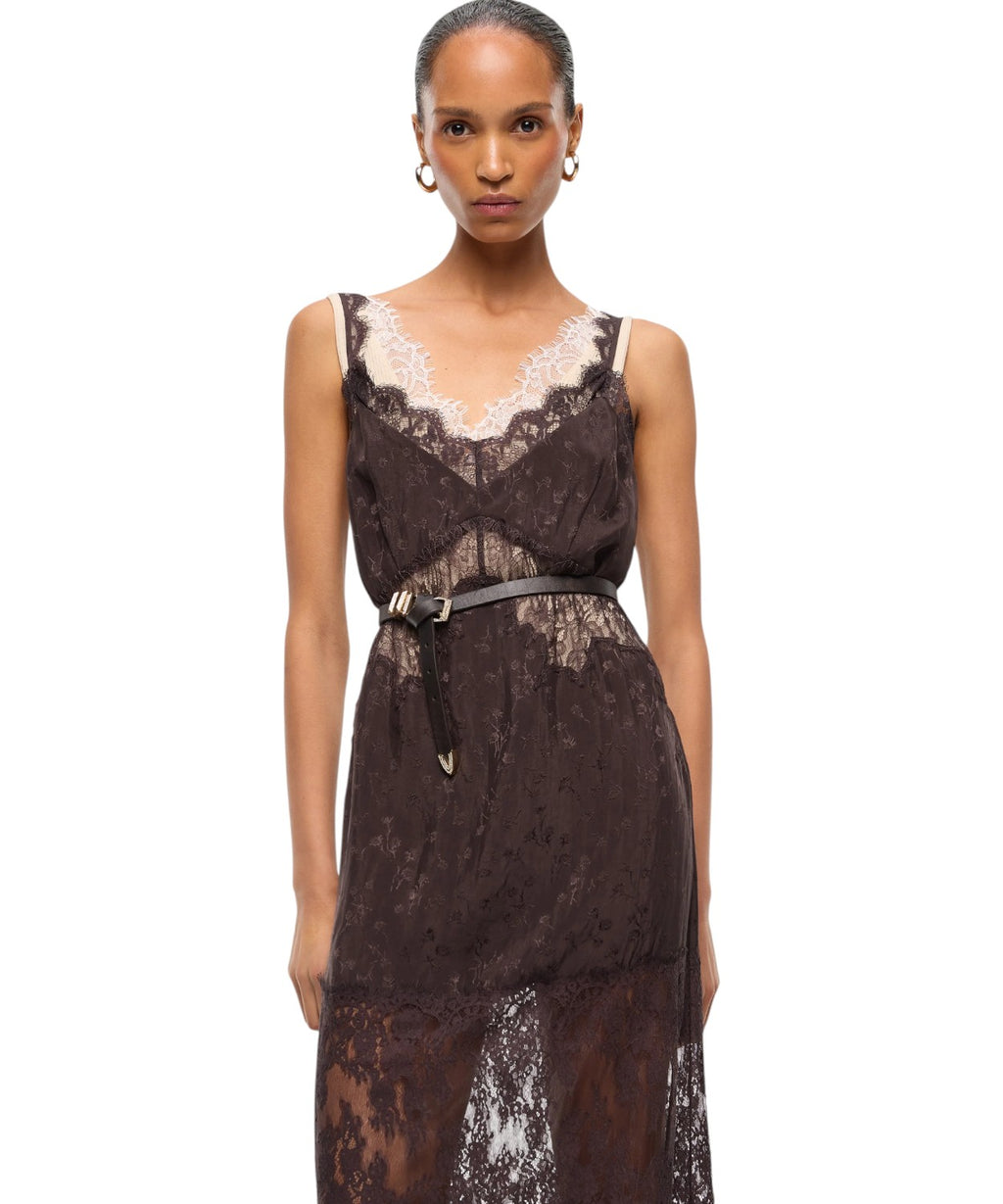 Robe Pinko Aster en crêpe jacquard avec dentelle
