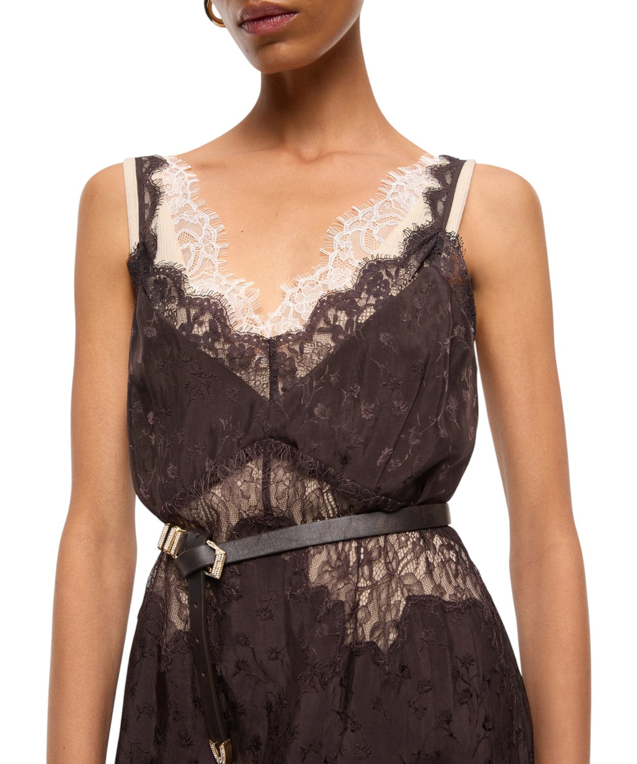 Robe Pinko Aster en crêpe jacquard avec dentelle