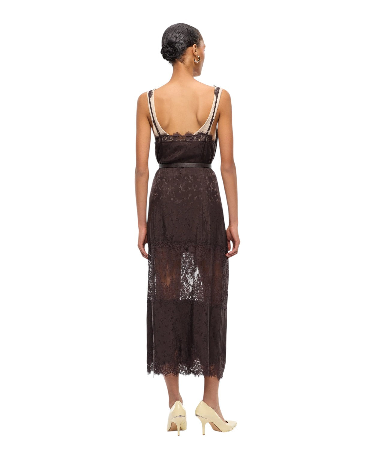 Robe Pinko Aster en crêpe jacquard avec dentelle