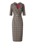 Abito Midi Check Misto Lana Pinko con Cintura Love Birds